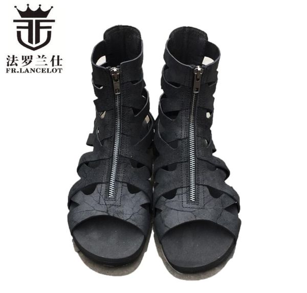 fr.lancelot new 2017 men gladiator sandals flat heel summer shoes real leather cuts out sandals front zip causal flats, Black
fr.lancelot new 2017 men gladiator sandals flat heel summer shoes real leather cuts out sandals front zip causal flats, Black