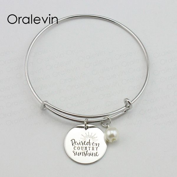 raised on country sunshine inspirational hand stamped engraved pendant expandable wire bracelet gift jewelry,10pcs/lot,#ln1845b, Black
raised on country sunshine inspirational hand stamped engraved pendant expandable wire bracelet gift jewelry,10pcs/lot,#ln1845b, Black