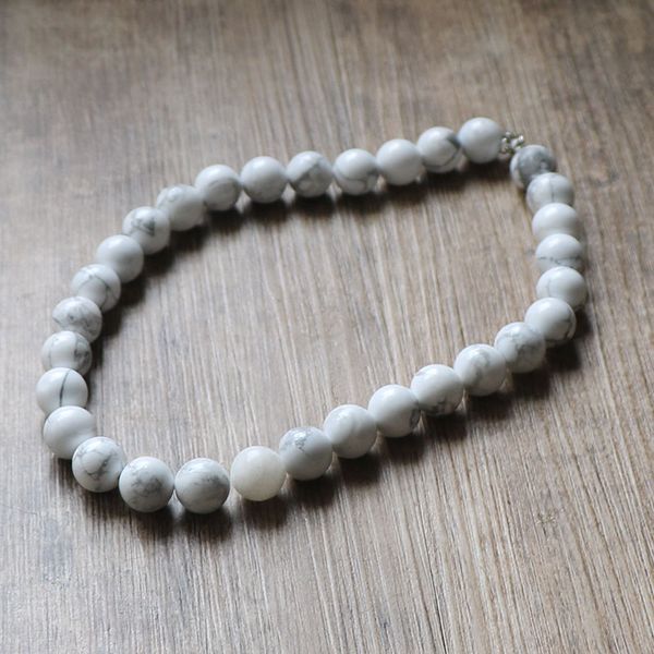 vintage men jewelry gift black lava stone white howlite mala beads tiger eye stone chain necklace men, Silver 
vintage men jewelry gift black lava stone white howlite mala beads tiger eye stone chain necklace men, Silver