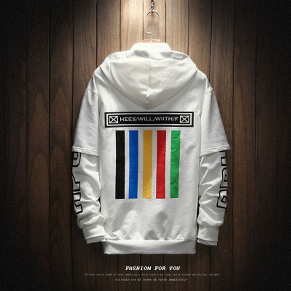 color striped printed men hoodies spring autumn patchwork designer fashion pullover sweatshirts long sleeved hooded clothing, Black
color striped printed men hoodies spring autumn patchwork designer fashion pullover sweatshirts long sleeved hooded clothing, Black