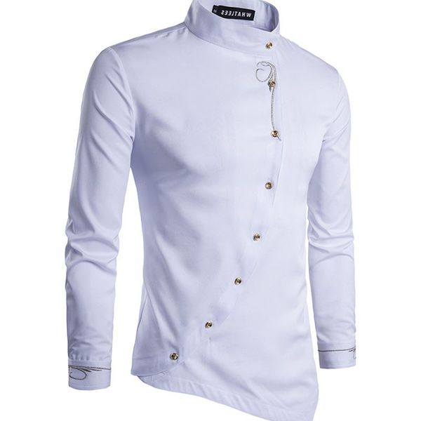 2018 ouma men's youth fashion personality oblique button multicolor shirt casual men's long-sleeved shirt, White;black
2018 ouma men's youth fashion personality oblique button multicolor shirt casual men's long-sleeved shirt, White;black