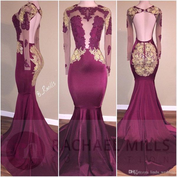 burgundy sheer long sleeves prom dress mermaid gold appliques formal holidays wear graduation evening party gown custom made plus size, Black
burgundy sheer long sleeves prom dress mermaid gold appliques formal holidays wear graduation evening party gown custom made plus size, Black