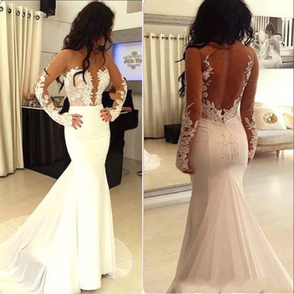 sweep train long sleeves jewel illusion backless with appliques long white chiffon tulle party prom dress open back evening dress, Black
sweep train long sleeves jewel illusion backless with appliques long white chiffon tulle party prom dress open back evening dress, Black