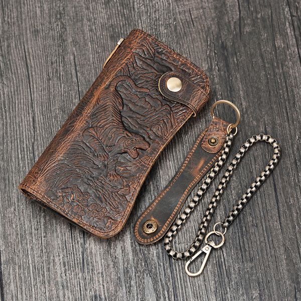 men vintage crazy horse leather chain wallet genuine leather bifold long purse snap card holder purse zipper coin phone pocket, Red;black
men vintage crazy horse leather chain wallet genuine leather bifold long purse snap card holder purse zipper coin phone pocket, Red;black