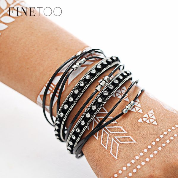 fashion multilayer leather bracelet for women black sliver color crystal beads wide bracelets & bangle femme party jewelry, Golden;silver
fashion multilayer leather bracelet for women black sliver color crystal beads wide bracelets & bangle femme party jewelry, Golden;silver