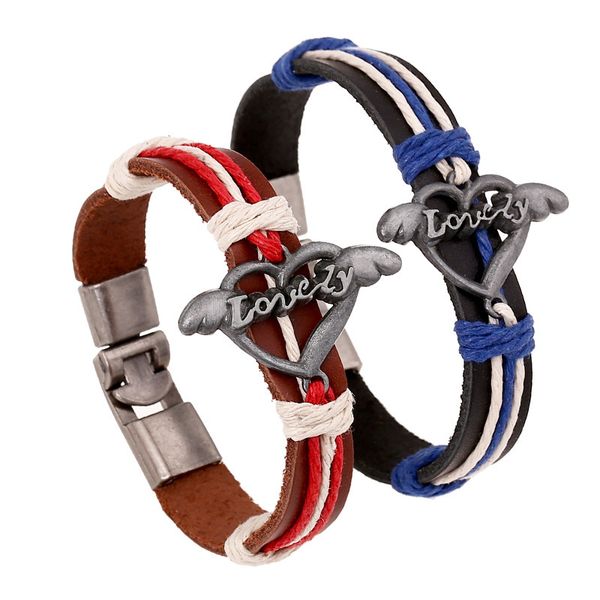 love alloy leather wrist bring lovers men women bracelet personality ornaments vintage, Golden;silver
love alloy leather wrist bring lovers men women bracelet personality ornaments vintage, Golden;silver