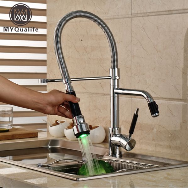 single lever led light kitchen sink faucet chrome brass rotation dual spout and cold water taps
single lever led light kitchen sink faucet chrome brass rotation dual spout and cold water taps
