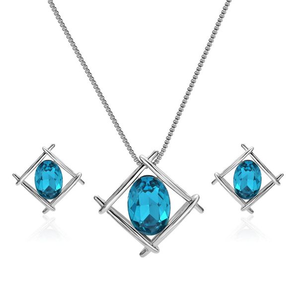 jewelry sets for women blue rhinestone stone pendant necklace stud earrings wedding gifts, Silver
jewelry sets for women blue rhinestone stone pendant necklace stud earrings wedding gifts, Silver