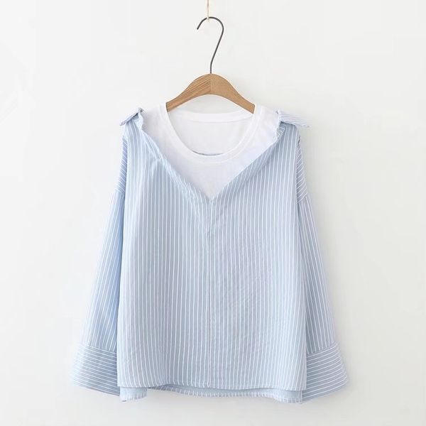 fresh striped patchwork loose fake two pieces long sleeve shirt blouse mori girl 2018 spring, White
fresh striped patchwork loose fake two pieces long sleeve shirt blouse mori girl 2018 spring, White