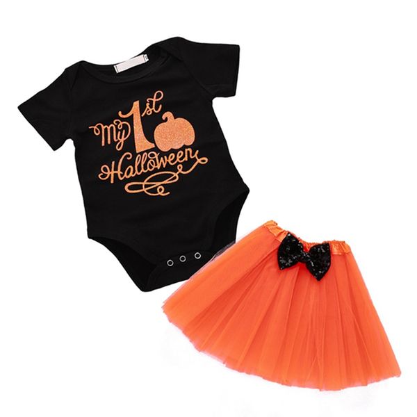 2pcs/set newborn baby girls soft cotton bodysuit halloween alphabet pumpkin print triangle jumpsuit+ bow lace skirt suit, White
2pcs/set newborn baby girls soft cotton bodysuit halloween alphabet pumpkin print triangle jumpsuit+ bow lace skirt suit, White