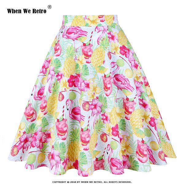 when we retro vintage pineapple flamingo printed skirts swing pleated high waist midi skirts casual a line summer women, Black
when we retro vintage pineapple flamingo printed skirts swing pleated high waist midi skirts casual a line summer women, Black
