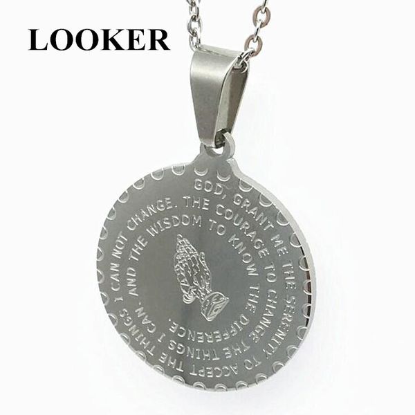 looker religious praying hands serenity bible verse necklaces stainless steel coin pendant amulet necklace jewelry gift, Silver
looker religious praying hands serenity bible verse necklaces stainless steel coin pendant amulet necklace jewelry gift, Silver