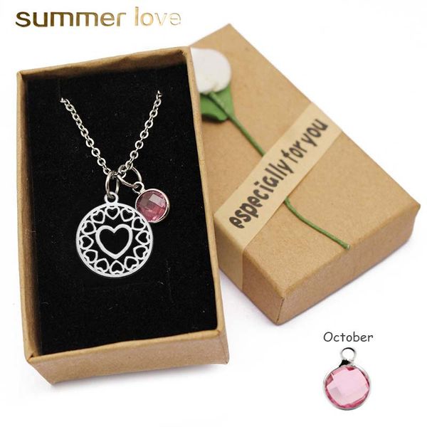 stainless steel round heart shape pendant necklace for women colorful crystal birthstone charm long necklace with gift box, Silver
stainless steel round heart shape pendant necklace for women colorful crystal birthstone charm long necklace with gift box, Silver