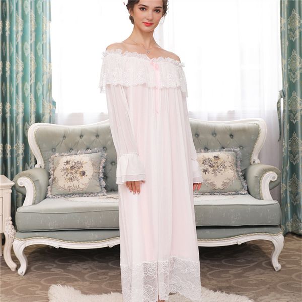 Autumn Sleepwear Women Vintage Nightgown Long Sleeve Slash Neck Pink Lace Night Dress Elegant Homewear Plus Size Nightwear, Purple
Autumn Sleepwear Women Vintage Nightgown Long Sleeve Slash Neck Pink Lace Night Dress Elegant Homewear Plus Size Nightwear, Purple