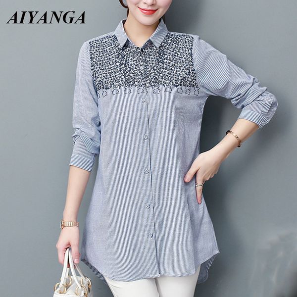 embroidery striped blouses for women 2018 autumn long sleeve shirts casual blouse female turn-down collar office lady, White
embroidery striped blouses for women 2018 autumn long sleeve shirts casual blouse female turn-down collar office lady, White
