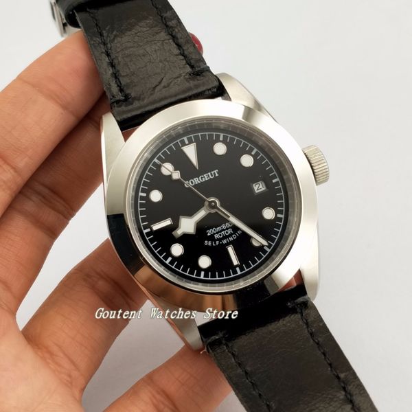 41mm corgeut sapphire glass polished black dial miyota automatic movement men's watch, Slivery;brown
41mm corgeut sapphire glass polished black dial miyota automatic movement men's watch, Slivery;brown