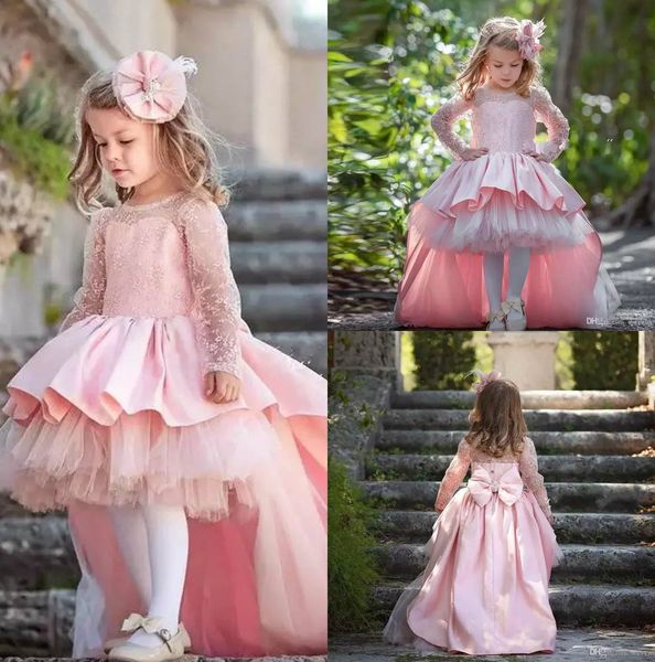 pink high low flower girls' dresses for wedding jewel neck full sleeve ruffles skirt toddler girl pageant gown bow tie kids clothes, White;blue
pink high low flower girls' dresses for wedding jewel neck full sleeve ruffles skirt toddler girl pageant gown bow tie kids clothes, White;blue