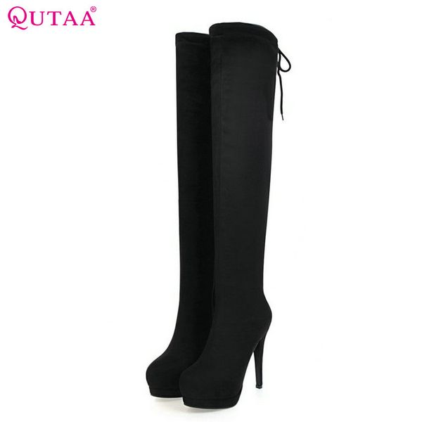 qutaa 2017 new women over the knee high boots round toe platform thin high heel spring and autumn women boots size 34-43, Black
qutaa 2017 new women over the knee high boots round toe platform thin high heel spring and autumn women boots size 34-43, Black