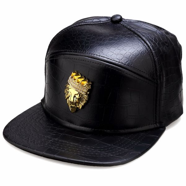 New Luxury Mens Hip Hop Golden Rhinestone Lion Head Logo Baseball Caps PU Leather Casual Unisex sun Hats Gold/Black Snapback
New Luxury Mens Hip Hop Golden Rhinestone Lion Head Logo Baseball Caps PU Leather Casual Unisex sun Hats Gold/Black Snapback
