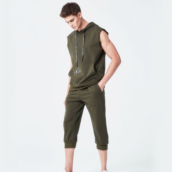 sleeveless men's hoodie tracksuit men 2018 summer casual bodybuilding set suit sportswear sweatshirt pants fitness track suit, Gray
sleeveless men's hoodie tracksuit men 2018 summer casual bodybuilding set suit sportswear sweatshirt pants fitness track suit, Gray