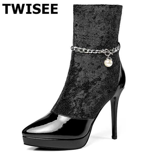 women mid calf boots selling autumn warm pumps point toe thin high heels 10.5 cm woman casual shoes comfort metal decoration, Black
women mid calf boots selling autumn warm pumps point toe thin high heels 10.5 cm woman casual shoes comfort metal decoration, Black