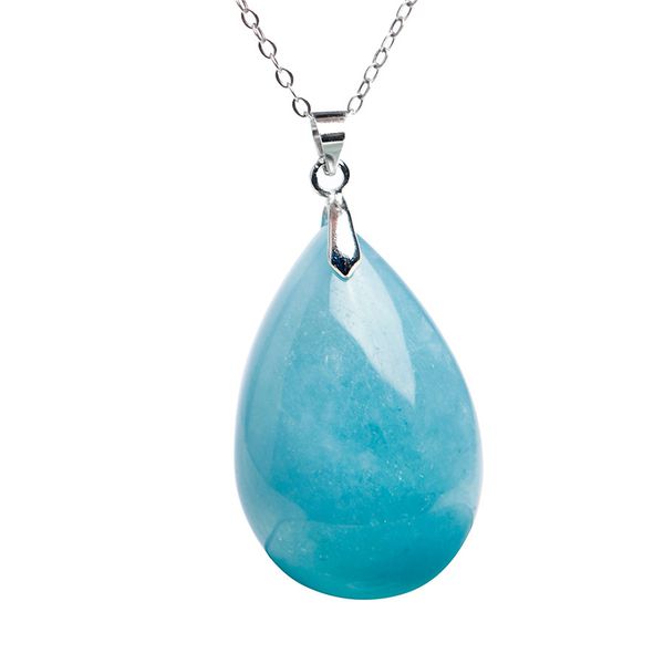 women necklace fashion crystal natural stone pendant water drop bead blue natural aquamarine pendant 34x22x12mm, Silver
women necklace fashion crystal natural stone pendant water drop bead blue natural aquamarine pendant 34x22x12mm, Silver