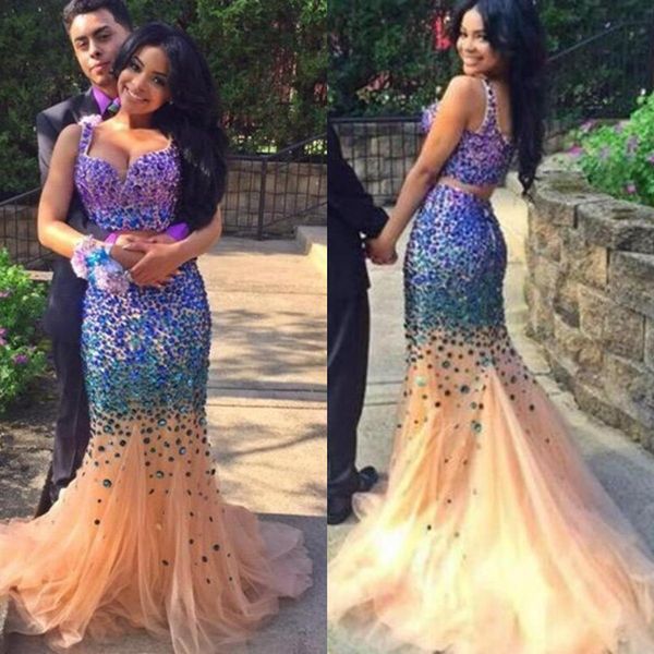 amazing 2 piece prom party dresses spaghetti traps floor length customized black girl rhinestone crystal mermaid prom evening dress, Black;red
amazing 2 piece prom party dresses spaghetti traps floor length customized black girl rhinestone crystal mermaid prom evening dress, Black;red