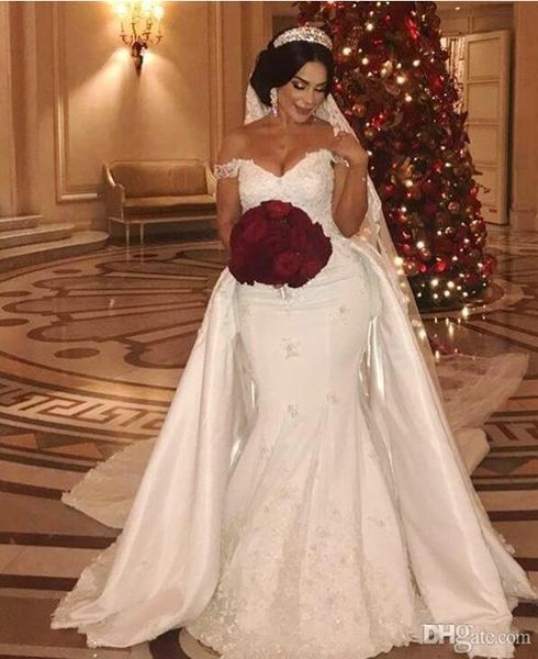 african overskirts wedding dresses plus size lace appliques off the shoulder mermaid wedding dress beads sequins plus size bridal gowns, White
african overskirts wedding dresses plus size lace appliques off the shoulder mermaid wedding dress beads sequins plus size bridal gowns, White