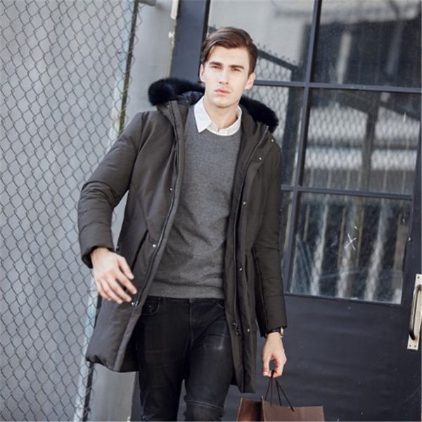 2018 winter new down jacket men's long hooded handsome thickening trend slim men's large fur collar coat xd605, Black
2018 winter new down jacket men's long hooded handsome thickening trend slim men's large fur collar coat xd605, Black