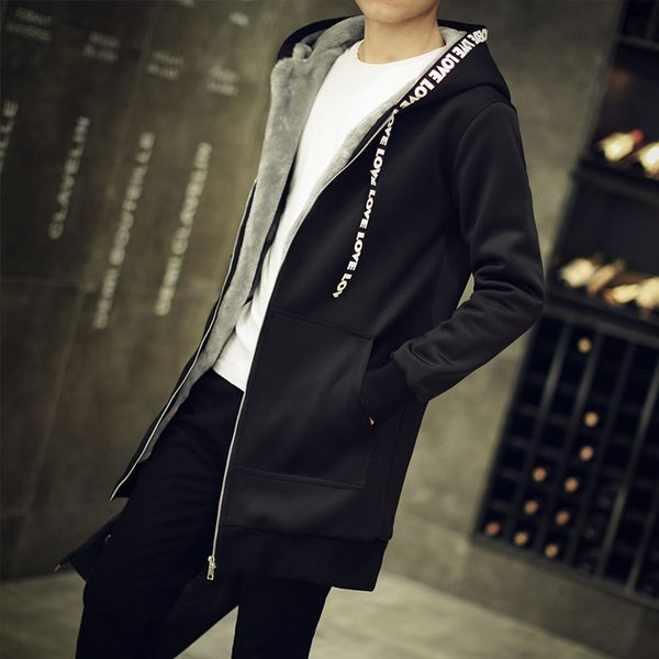 men's autumn and winter new plus velvet thick long windbreaker men's self-cultivation solid color hooded tide coat, Tan;black
men's autumn and winter new plus velvet thick long windbreaker men's self-cultivation solid color hooded tide coat, Tan;black