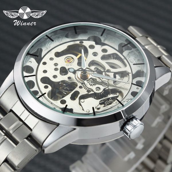 winner concise mens watches auto mechanical skeleton dial wrist watch men dress stainless steel strap relogio, Slivery;brown
winner concise mens watches auto mechanical skeleton dial wrist watch men dress stainless steel strap relogio, Slivery;brown