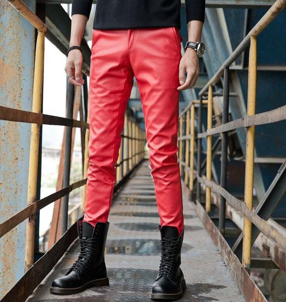 autumn winter personality fashion slim motorcycle faux leather pants mens feet pants pu trousers for men pantalon homme red, Black
autumn winter personality fashion slim motorcycle faux leather pants mens feet pants pu trousers for men pantalon homme red, Black