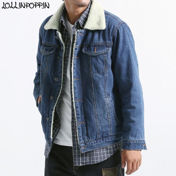 men winter fleece jean jacket turn down collar berber fleece mens denim jackets with chest flap pockets japan style outerwear, Black;brown
men winter fleece jean jacket turn down collar berber fleece mens denim jackets with chest flap pockets japan style outerwear, Black;brown
