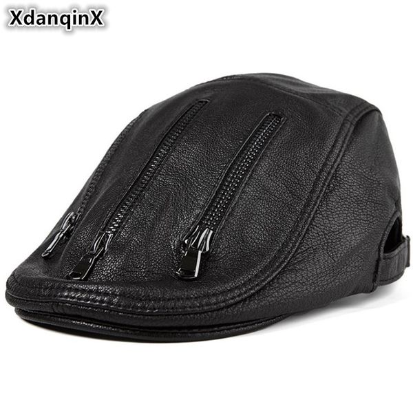 xdanqinx men's genuine leather hat sheepskin leather berets new style personality flat cap for men adjustable size brands caps, Blue;gray
xdanqinx men's genuine leather hat sheepskin leather berets new style personality flat cap for men adjustable size brands caps, Blue;gray