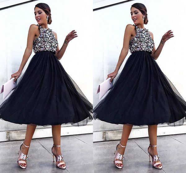fashion black tulle sequin prom dresses jewel neck empire tea length midi party dresses formal evening gowns
fashion black tulle sequin prom dresses jewel neck empire tea length midi party dresses formal evening gowns