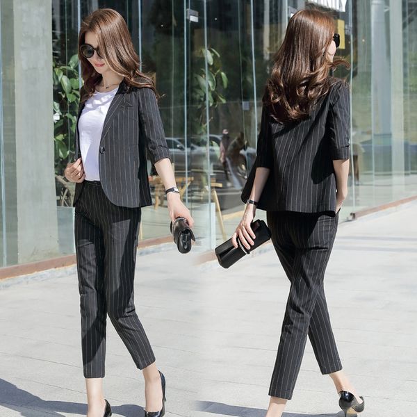 office suits for women lady pant 2 piece sets breasted stripe blazer jacket straight pant office lady suit women outfits sk447, White;black
office suits for women lady pant 2 piece sets breasted stripe blazer jacket straight pant office lady suit women outfits sk447, White;black