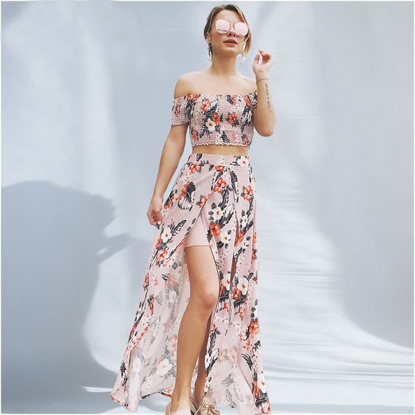 2018 summer beach maxi dress women floral print two sets casual backless off shoulder strapless lady dresses split fashion, Black;gray
2018 summer beach maxi dress women floral print two sets casual backless off shoulder strapless lady dresses split fashion, Black;gray