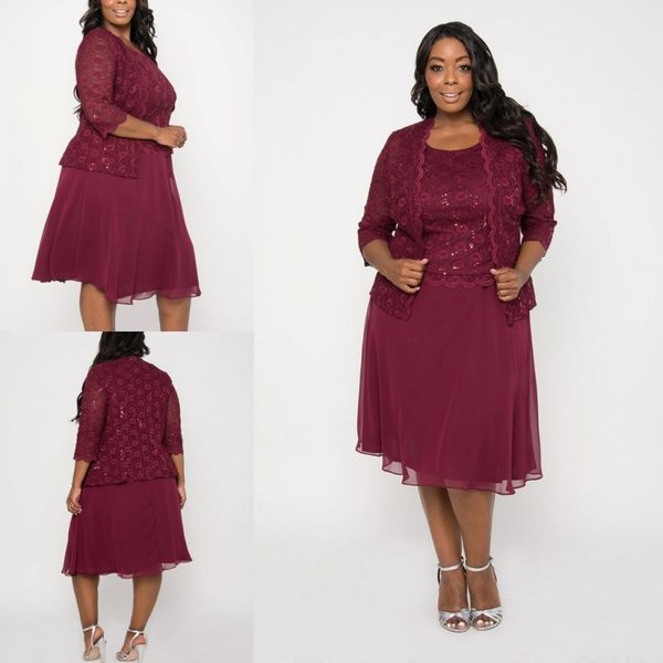 plus size mother of the bride dresses lace appliques sequined knee length prom dresses formal evening gowns with 3/4 long sleeve jackets, Black;red
plus size mother of the bride dresses lace appliques sequined knee length prom dresses formal evening gowns with 3/4 long sleeve jackets, Black;red