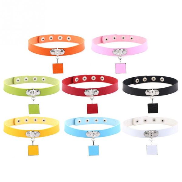 sweet colorful pu leather collar necklace geometric square pendant accessories, Golden;silver
sweet colorful pu leather collar necklace geometric square pendant accessories, Golden;silver
