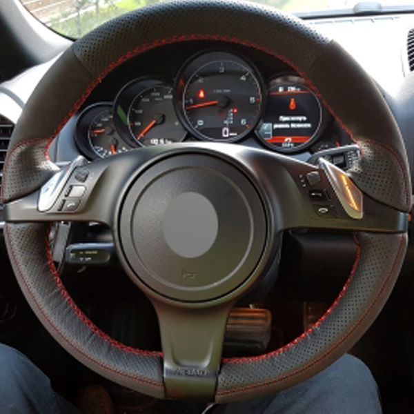 black genuine leather suede hand-stitched car steering wheel cover for porsche cayenne panamera 2010 2011
black genuine leather suede hand-stitched car steering wheel cover for porsche cayenne panamera 2010 2011