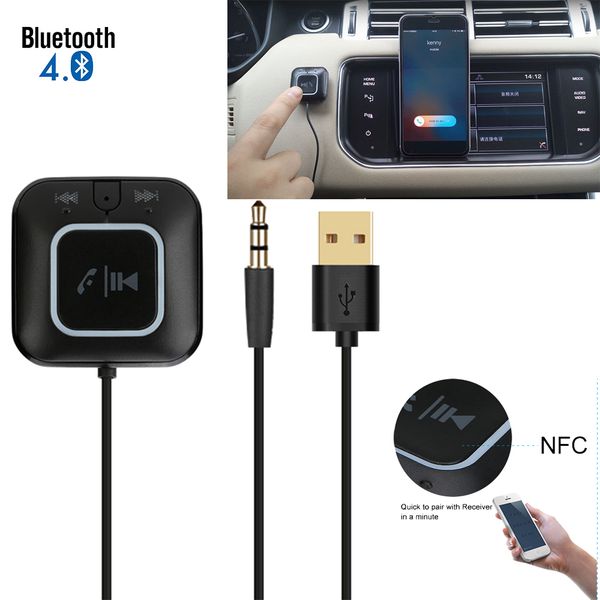 

wireless bt speaker receiver bluetooth car kit bt4.0+edr nfc aux 3.5mm music adapter multi-point connection hands-with mic