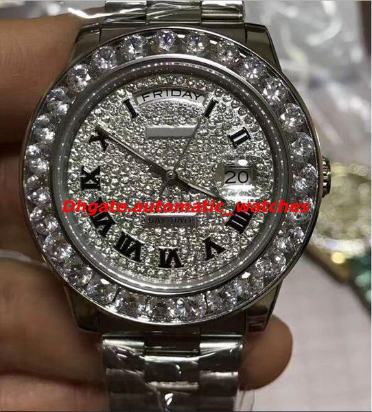 luxury watch president day-date 18k white gold 41mm diamond dial bigger diamond bezel watch automatic men's watch, Slivery;brown
luxury watch president day-date 18k white gold 41mm diamond dial bigger diamond bezel watch automatic men's watch, Slivery;brown