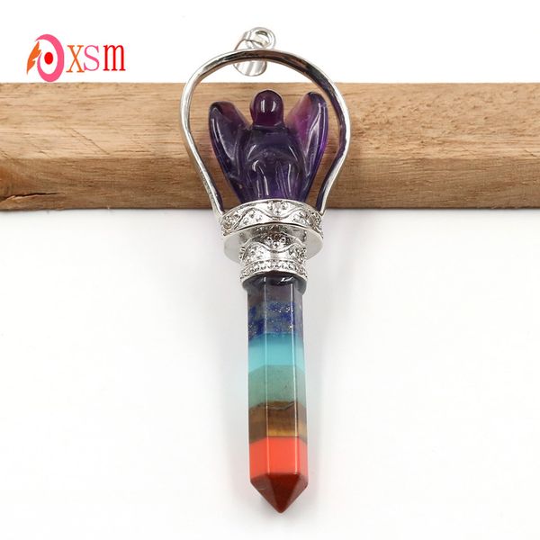 xinshangmie New Attractive Design Silver Plated Natural 7 chakras Hexagon Column Amethysts Angel Scepter Pendant Charm Jewelry
xinshangmie New Attractive Design Silver Plated Natural 7 chakras Hexagon Column Amethysts Angel Scepter Pendant Charm Jewelry