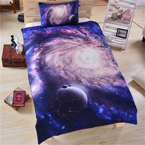 

3d galaxy fashion bedding sets moon star duvet cover sets pillowcases universe outer space twin  king size blue bedclothes