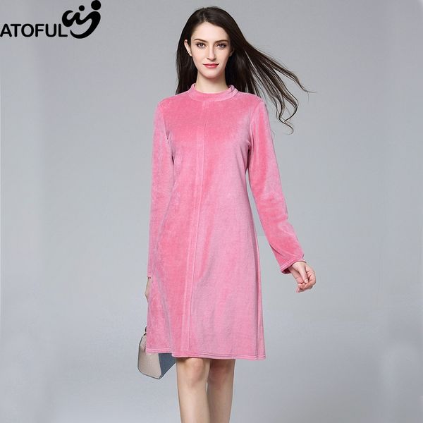 atoful women dress vintage elegant simple solid pink velvet dress big size 4xl spring autumn long sleeve a-line party dresses, White;black
atoful women dress vintage elegant simple solid pink velvet dress big size 4xl spring autumn long sleeve a-line party dresses, White;black