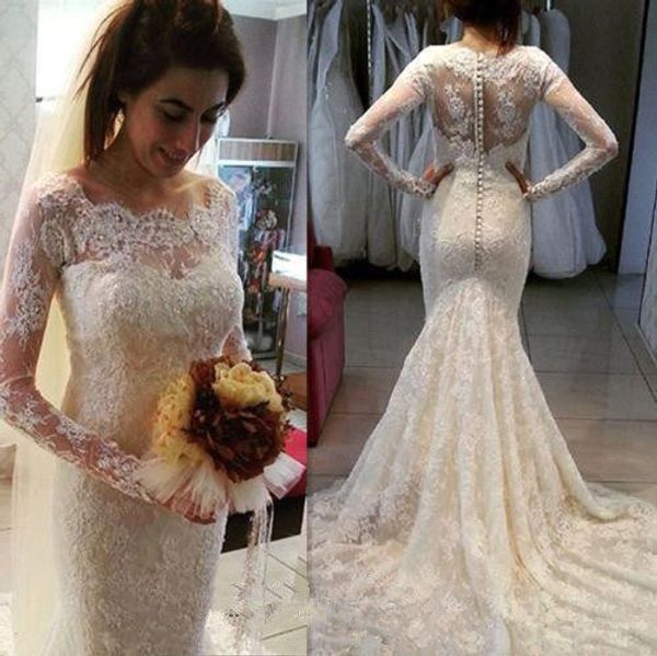 charming lace long sleeve mermaid wedding dress 2018 jewel covered button sweep train spring fall bridal gowns vestido de noiva
charming lace long sleeve mermaid wedding dress 2018 jewel covered button sweep train spring fall bridal gowns vestido de noiva