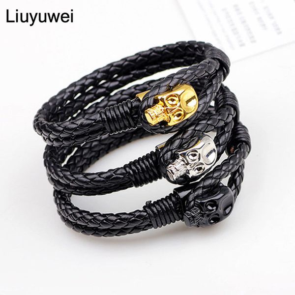 charm genuine braided leather wrap bracelet men women zinc alloy skull male bracelets bangles punk wristband jewelry, Golden;silver
charm genuine braided leather wrap bracelet men women zinc alloy skull male bracelets bangles punk wristband jewelry, Golden;silver