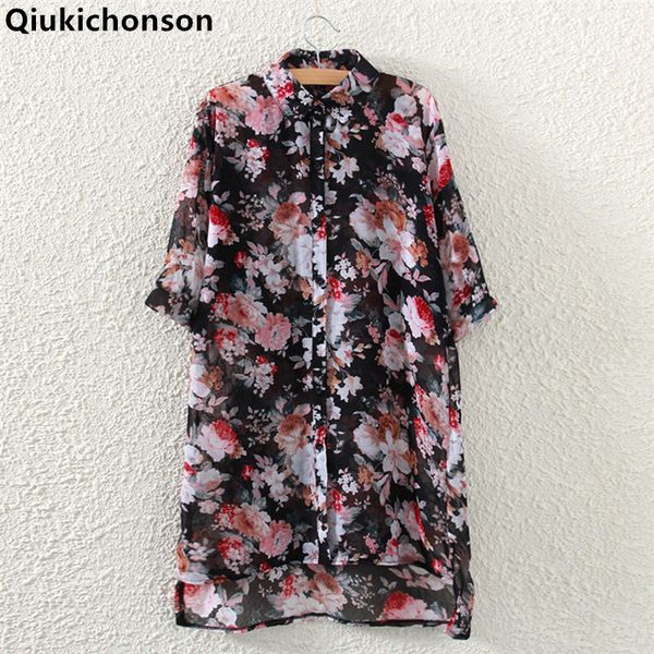 qiukichonson floral chiffon blouse woman 2018 spring summer ladies casual low-high design chiffon long shirts for women, White
qiukichonson floral chiffon blouse woman 2018 spring summer ladies casual low-high design chiffon long shirts for women, White