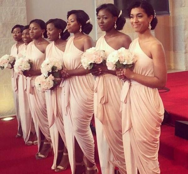 2018 stylish one shoulder ruched bridesmaid dresses elastic satin sleeveless floor length maid of honor dresses, White;pink
2018 stylish one shoulder ruched bridesmaid dresses elastic satin sleeveless floor length maid of honor dresses, White;pink