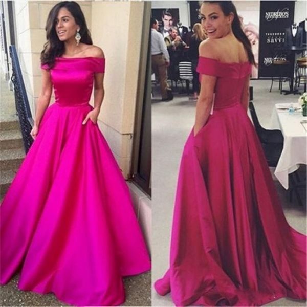 fuchsia 2018 new design a line prom dresses off shoulder pleats floor length evening party gowns celebrity runway dress custom made, Black;red
fuchsia 2018 new design a line prom dresses off shoulder pleats floor length evening party gowns celebrity runway dress custom made, Black;red
